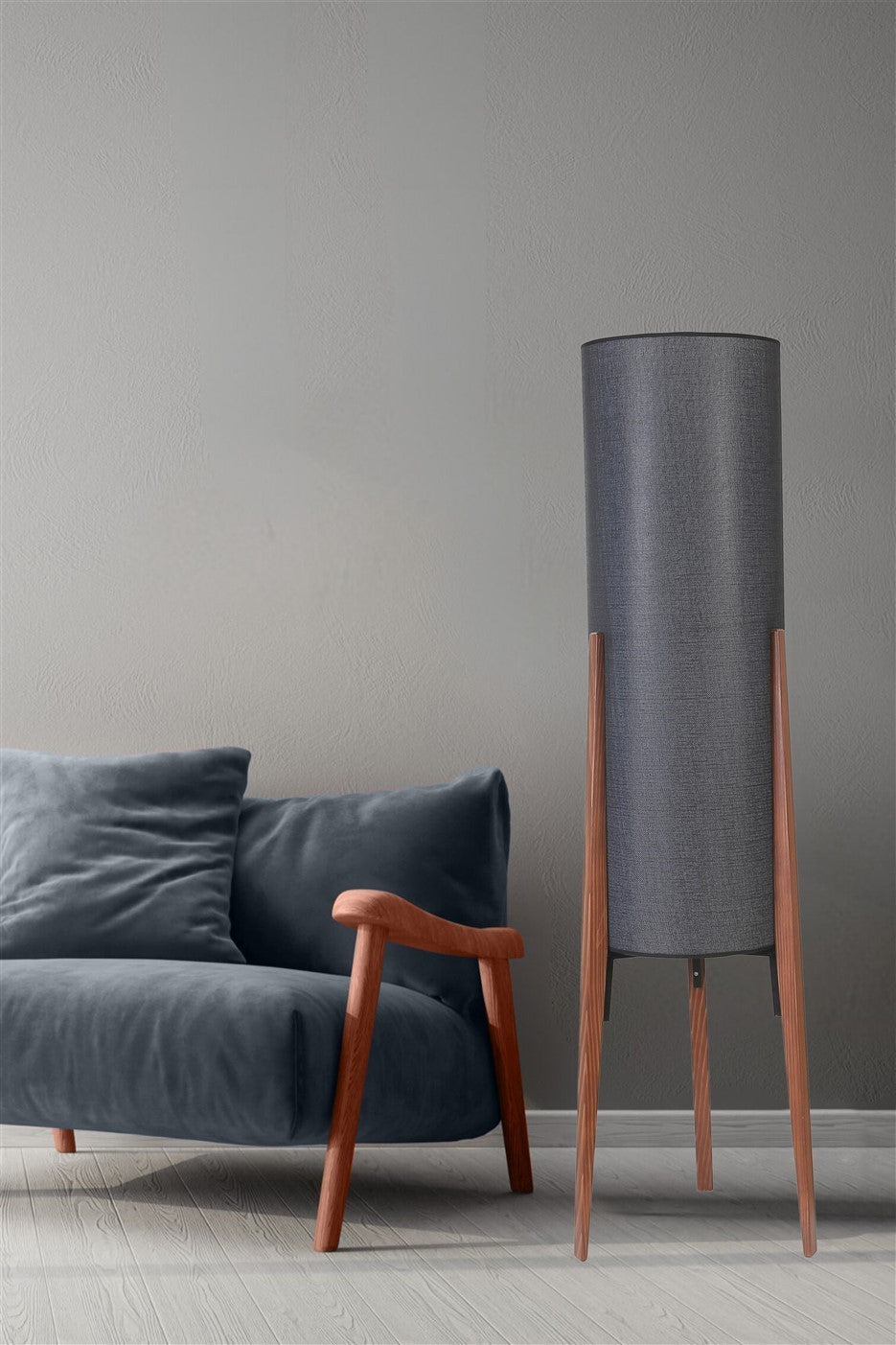 Candeeiro de Pé – 140 cm – Preto – Metal ou Madeira