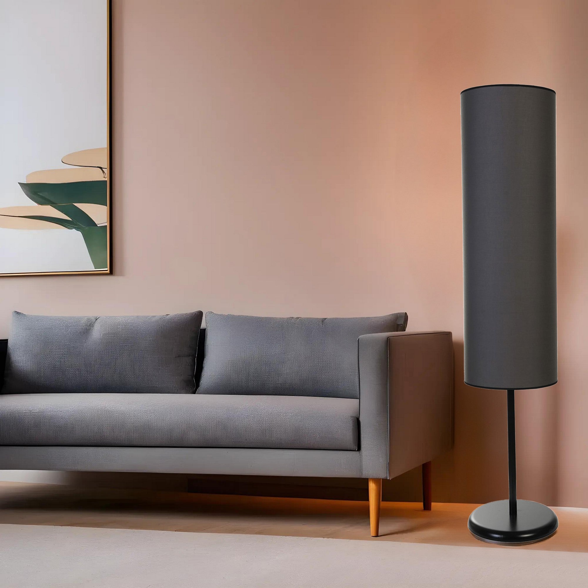 Candeeiro de Pé – 140 cm – Preto e Cinza Escuro – Metal