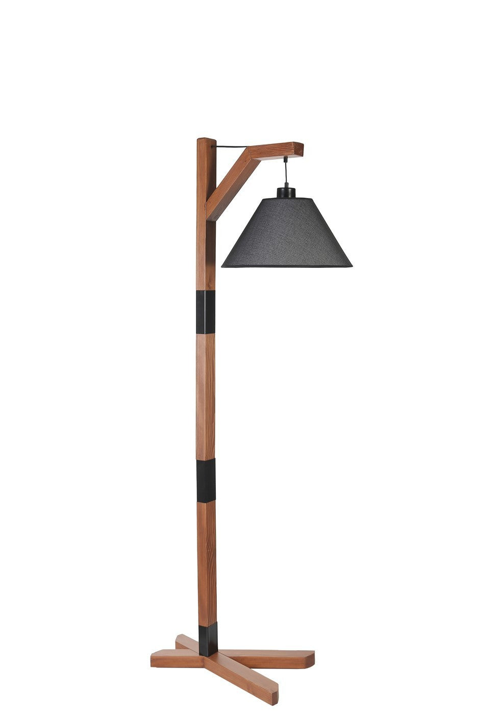 Candeeiro de Pé – 175 cm – Nogueira e Preto – Metal