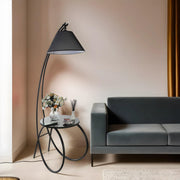 Candeeiro de Pé – 165 cm – Preto – Metal e Tecido