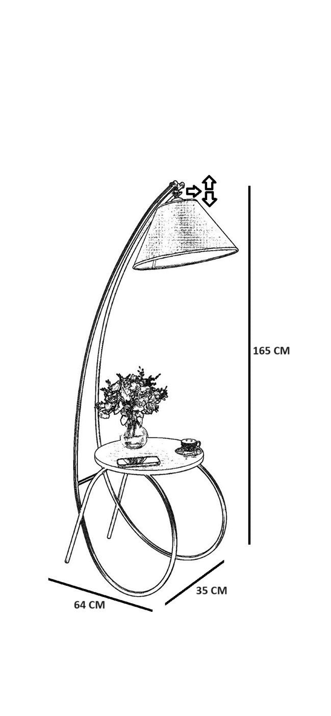 Candeeiro de Pé – 165 cm – Preto e Creme – Metal e Tecido