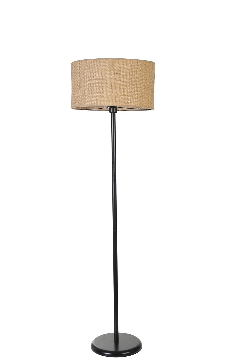 Candeeiro de Pé – 162 cm – Preto e Dourado – Metal e Bambu