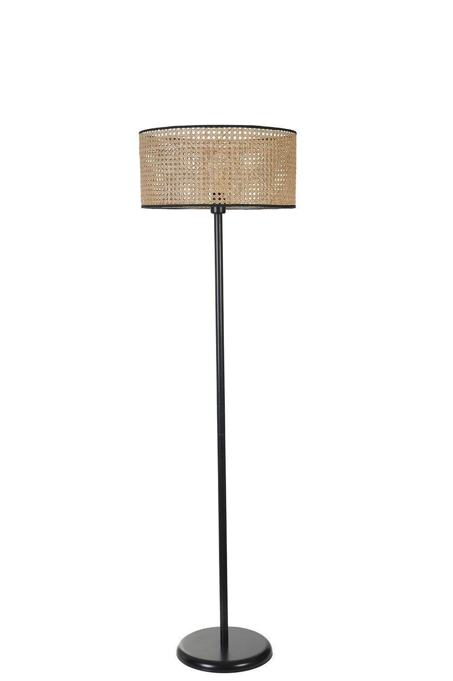 Candeeiro de Pé – 162 cm – Carvalho e Preto – Metal