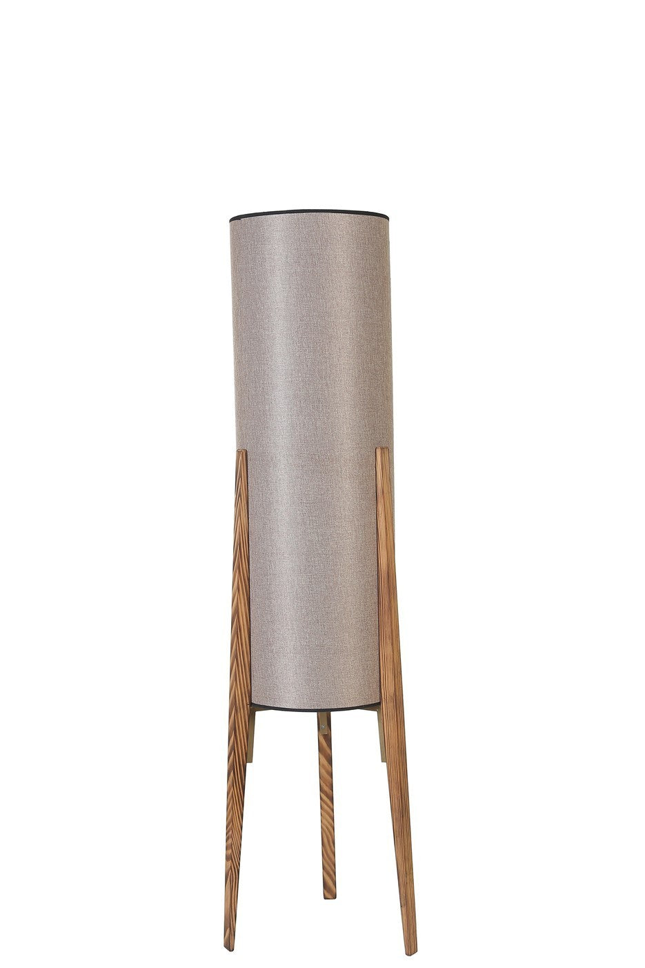 Candeeiro de Pé – 140 cm – Cinza – Metal e Madeira