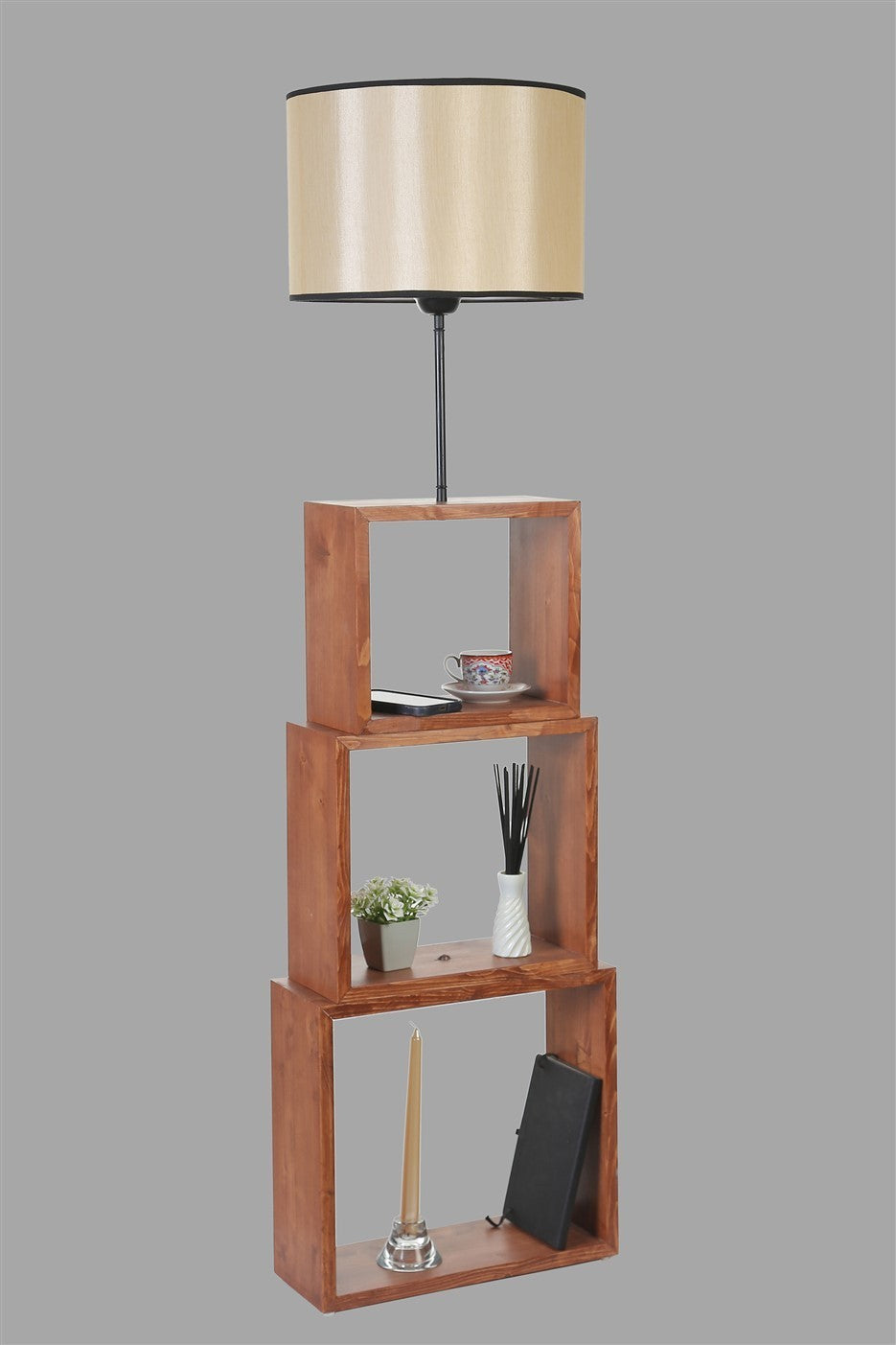 Candeeiro de Pé – 140 cm – Noz – Metal ou Madeira