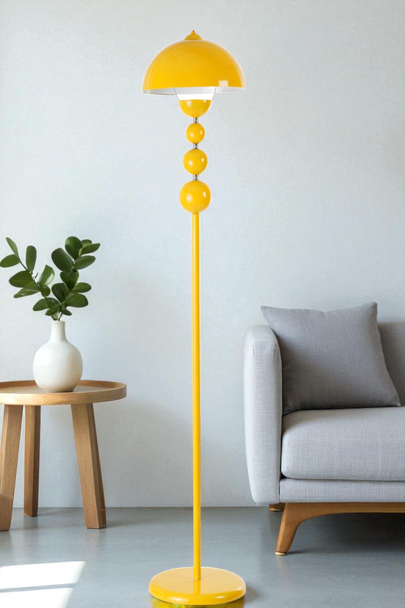 Candeeiro de Pé – 155 cm de Altura – Cor Mostarda – Metal
