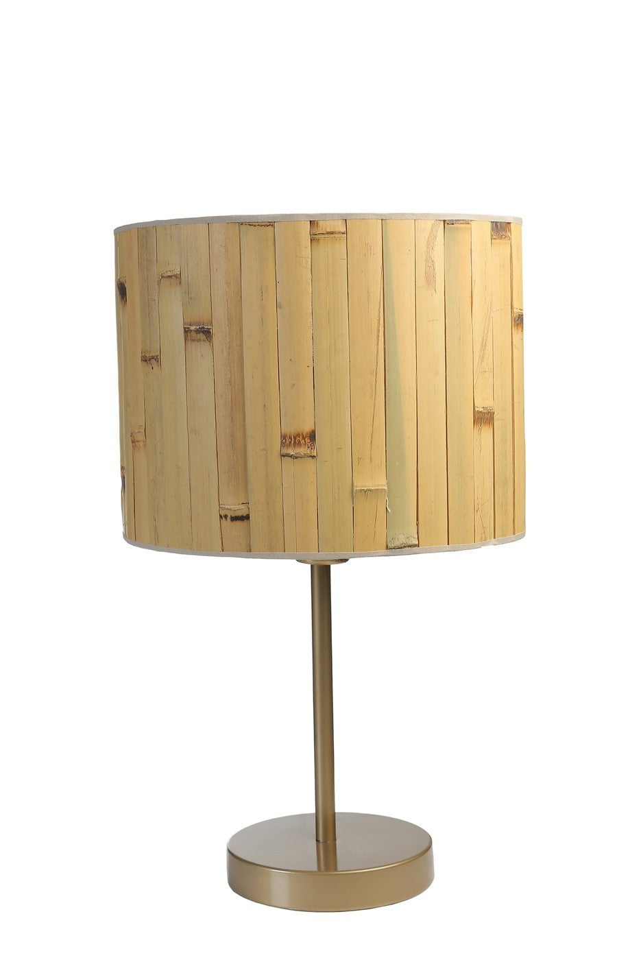 Candeeiro de Mesa - 45 cm - Carvalho e Ouro - Metal e Bambu