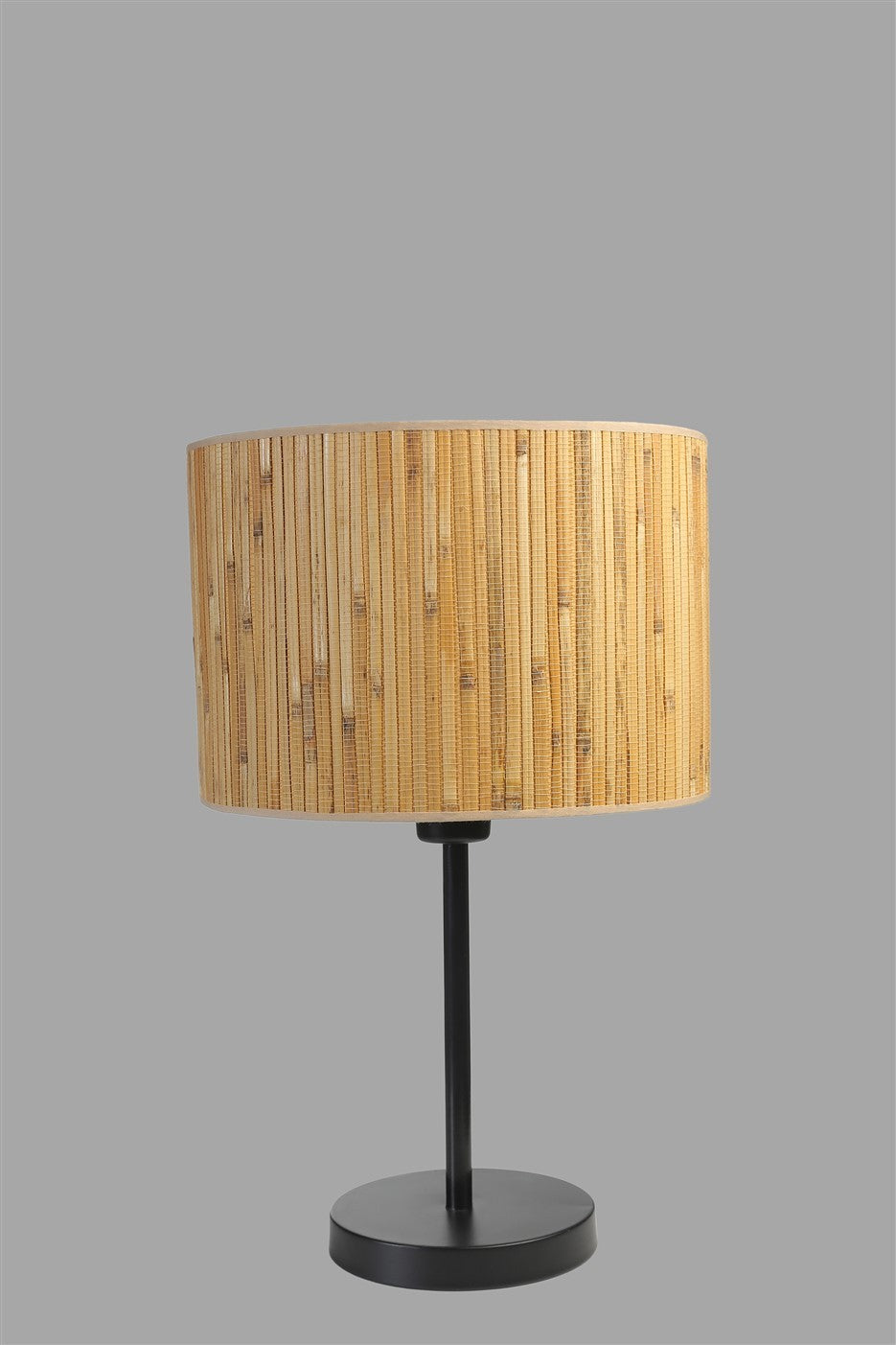 Candeeiro de Mesa – 45 cm – Carvalho e Preto – Metal e Bambu