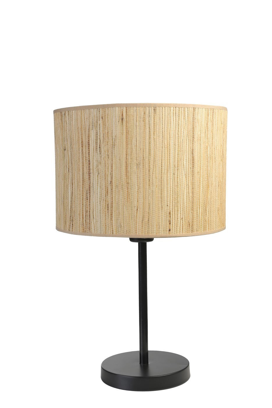 Candeeiro de Mesa – 45 cm – Preto, Bege – Metal e Bambu