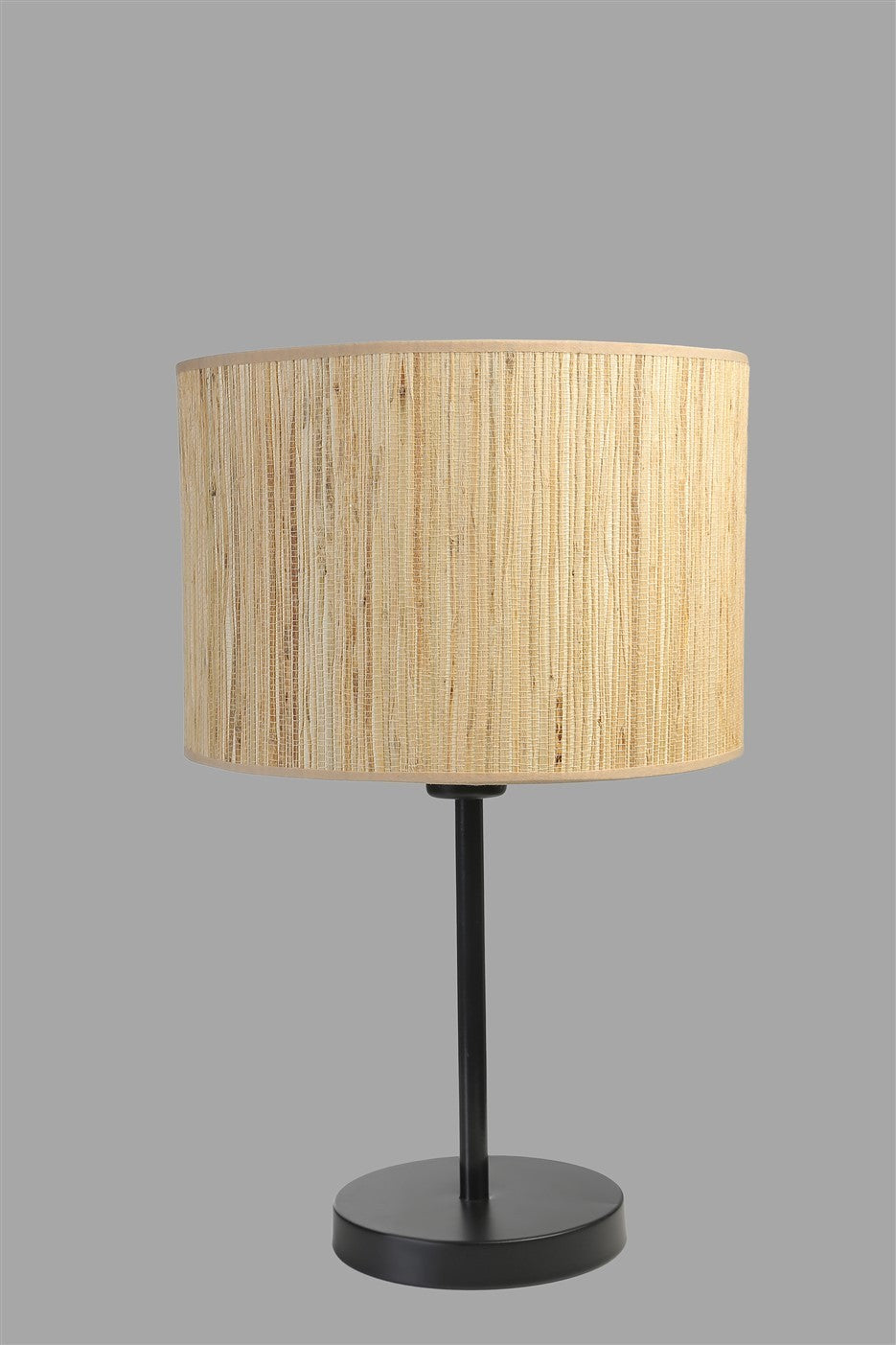 Candeeiro de Mesa – 45 cm – Preto, Bege – Metal e Bambu