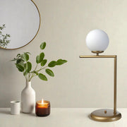 Candeeiro de Mesa com Corpo de Metal – 57 cm altura, 30 cm comprimento – Branco