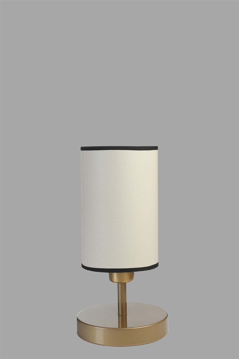 Candeeiro de Mesa – 34 cm – Creme e Dourado – Metal e Tecido