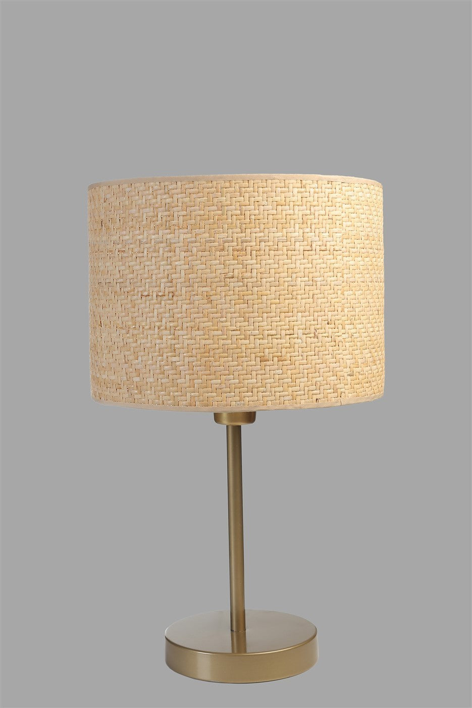 Candeeiro de Mesa – 45 cm – Dourado e Creme – Metal e Bambu