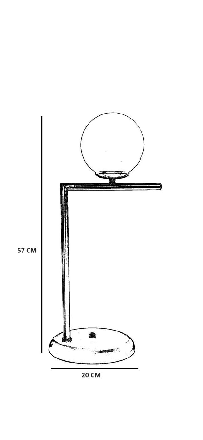 Candeeiro de Mesa – 57 cm – Preto e Fumê – Metal e Vidro