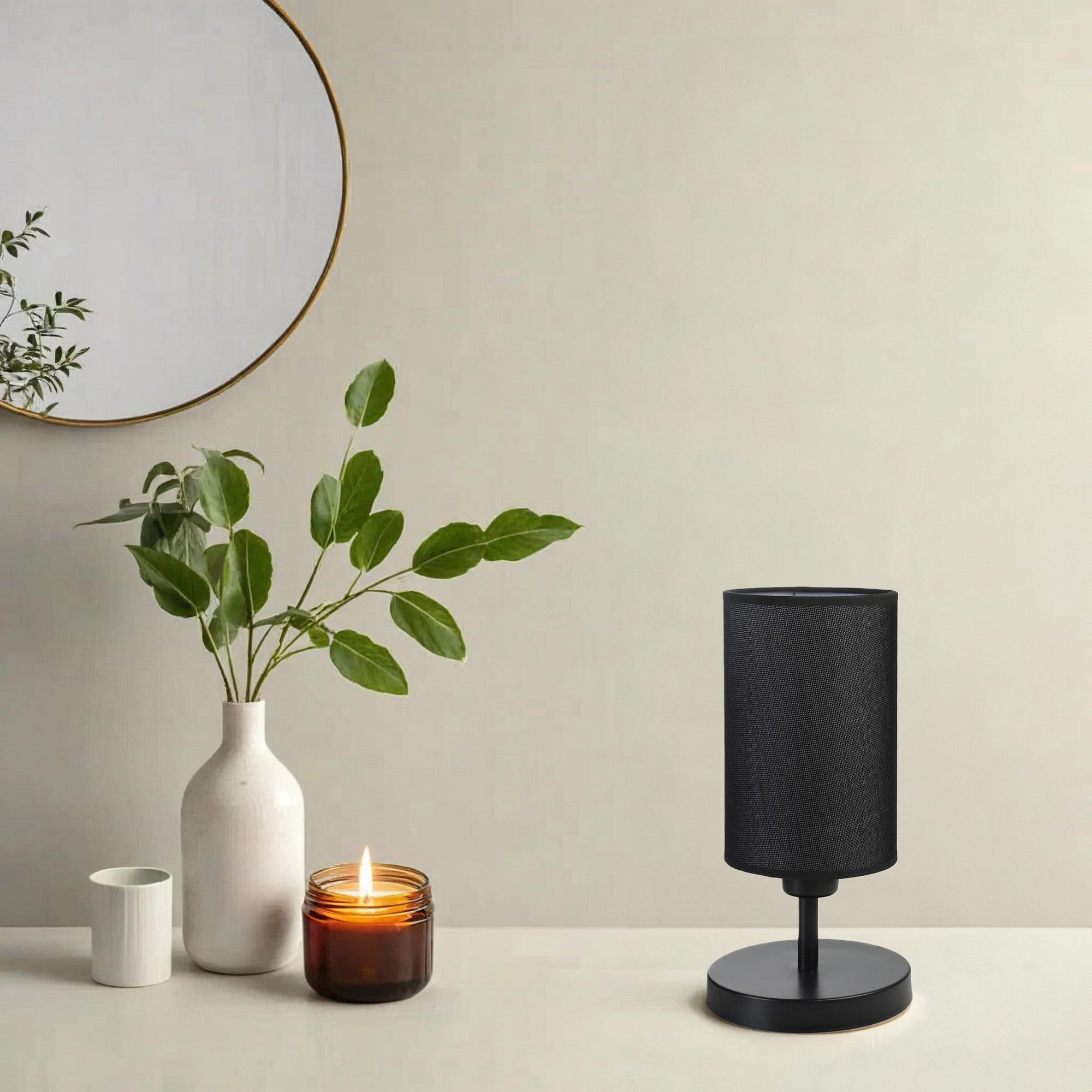 Candeeiro de Mesa – 34 cm altura – Preto – Metal
