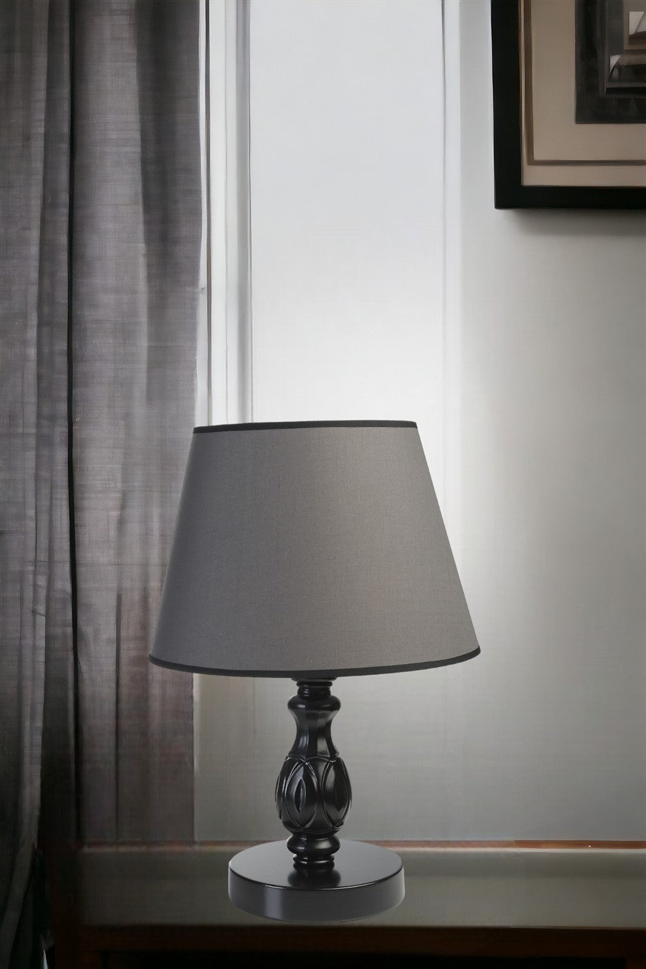 Candeeiro de Mesa – 45 cm – Preto e Cinza Escuro – Metal