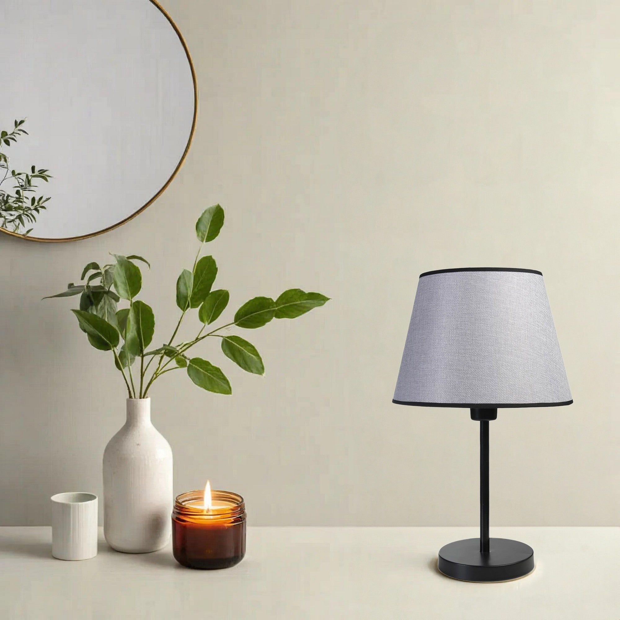 Candeeiro de Mesa – 50 cm – Cinza – Metal