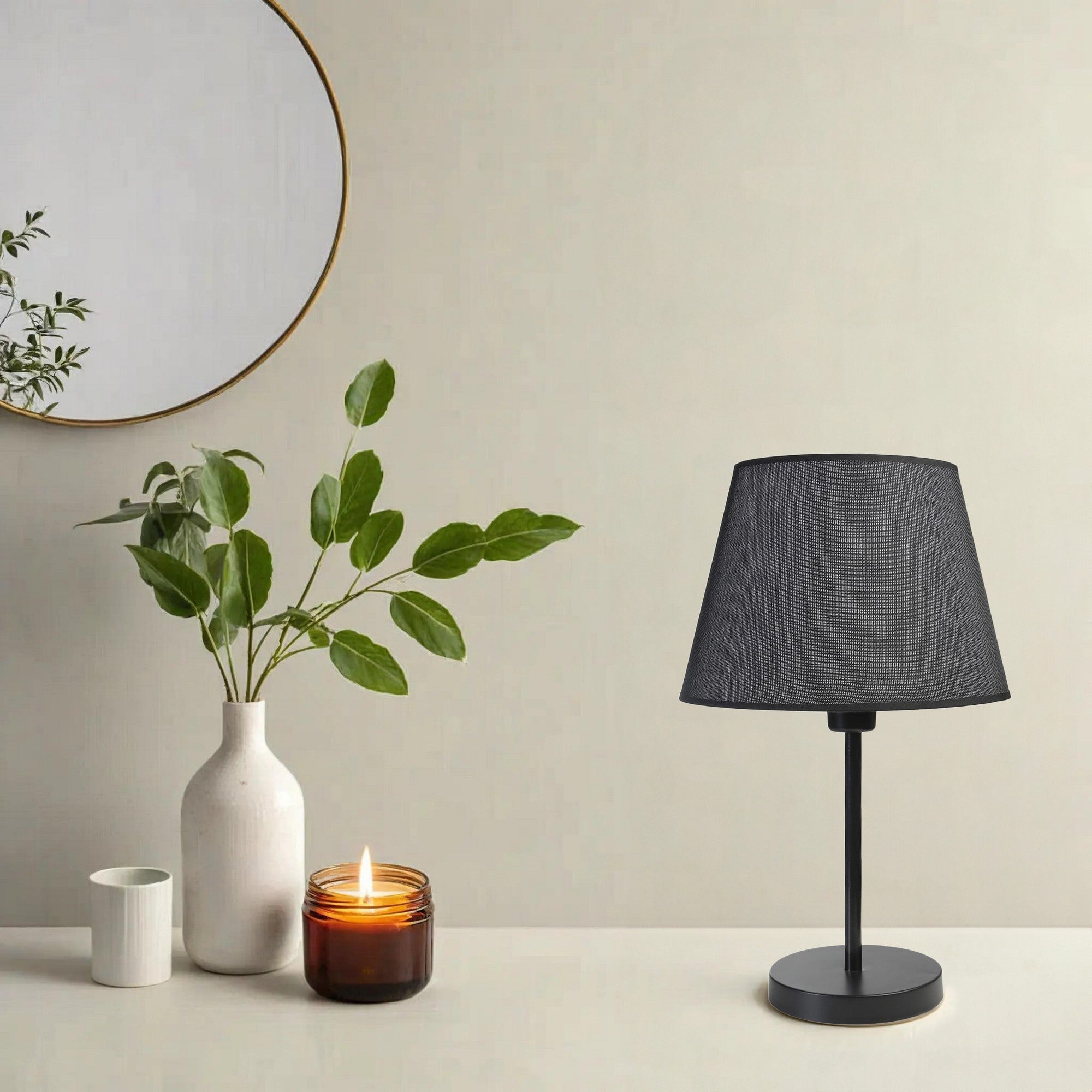 Candeeiro de Mesa – 50 cm altura – Preto – Metálico e tecido