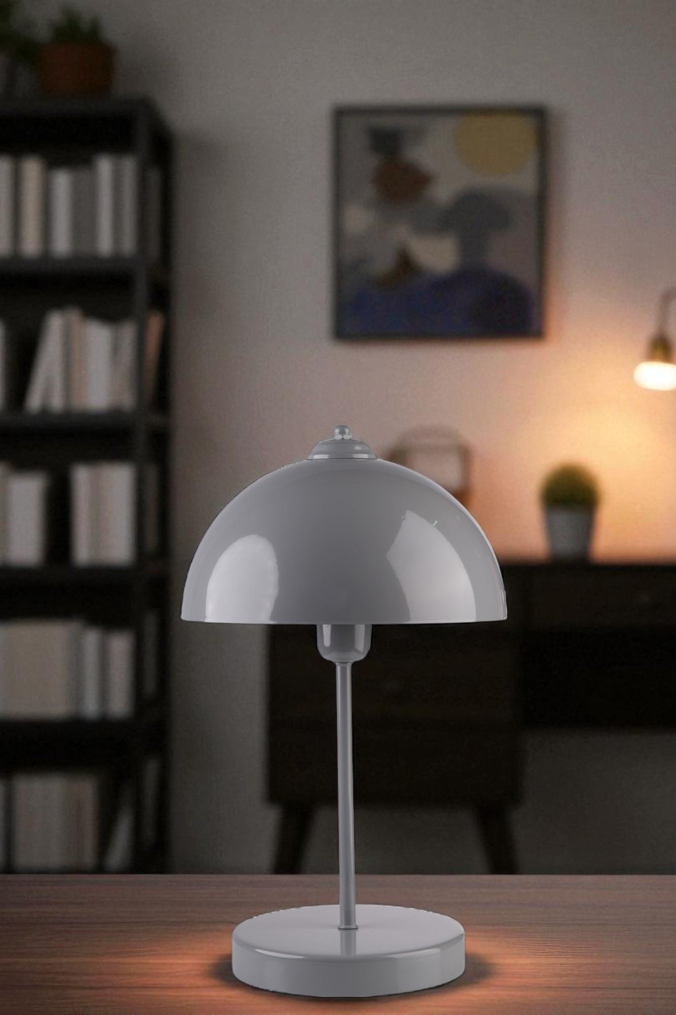 Candeeiro de Mesa – Ø25 cm – Cinza – Metal