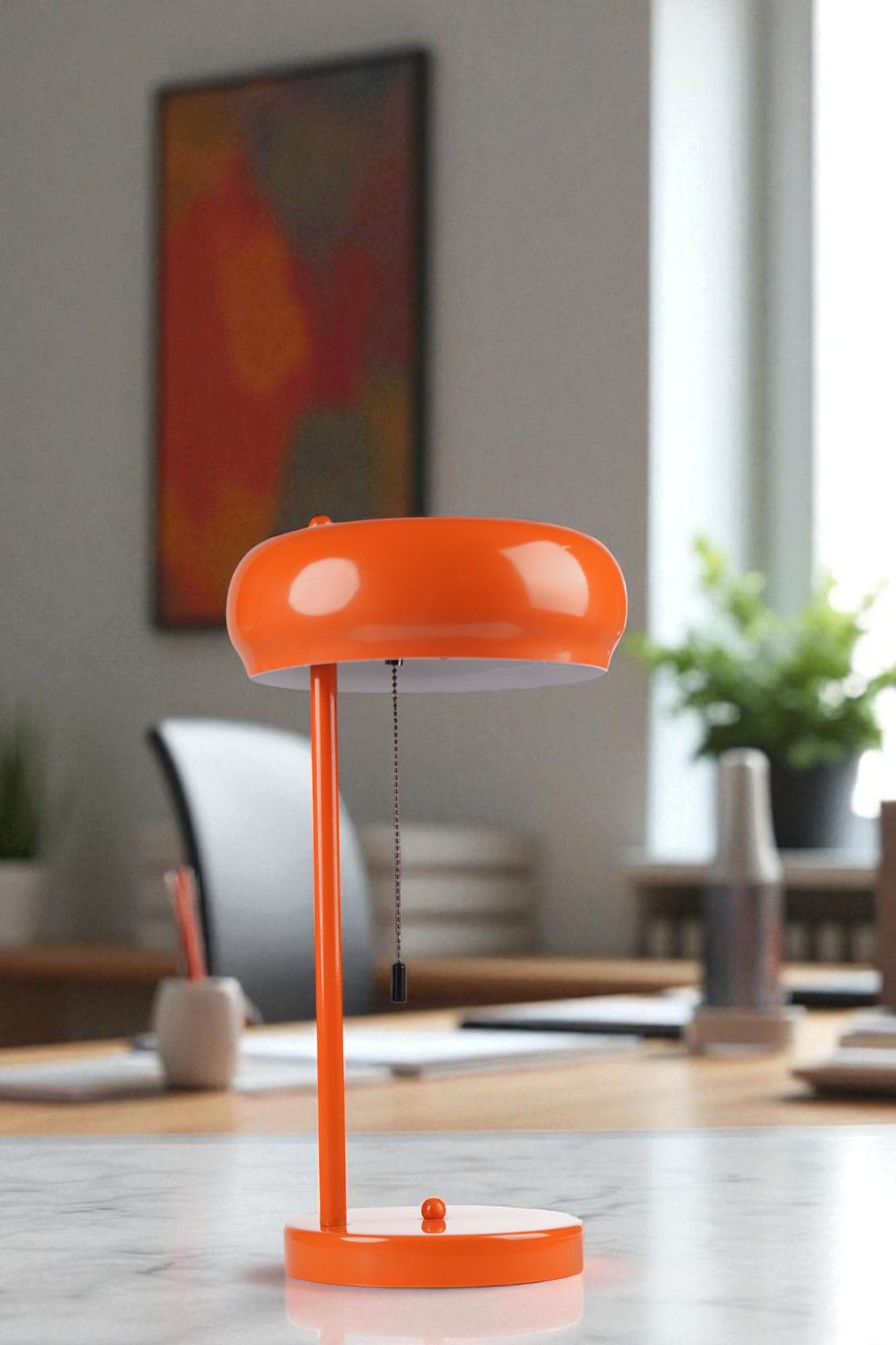 Candeeiro de Mesa – 40 cm de Altura – Laranja – Metal