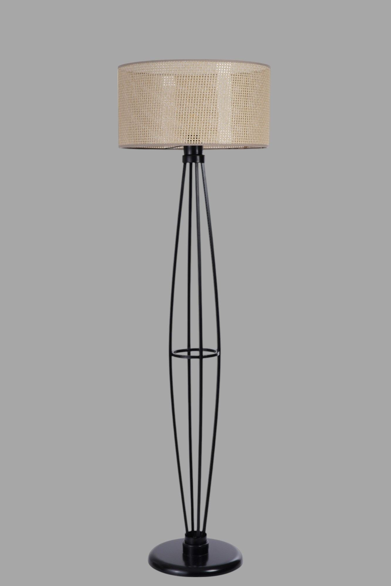 Candeeiro de Pé – 150 cm – Bege e Preto – Metal