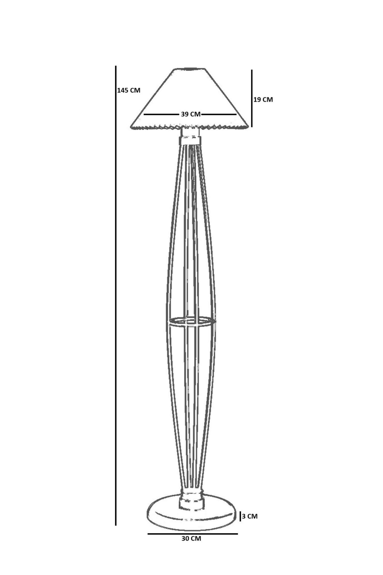 Candeeiro de Pé – 145 cm – Preto – Metal