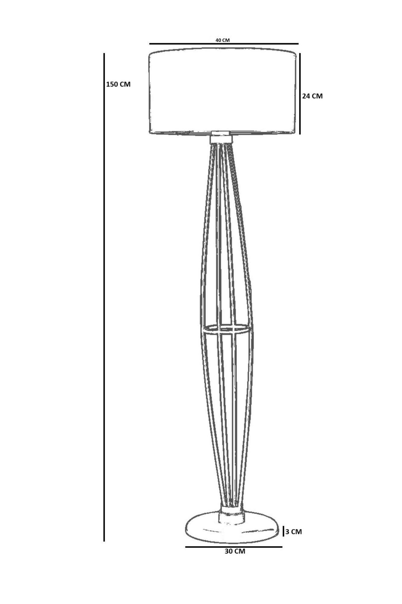 Candeeiro de Pé – 150 cm – Cinza – Metal