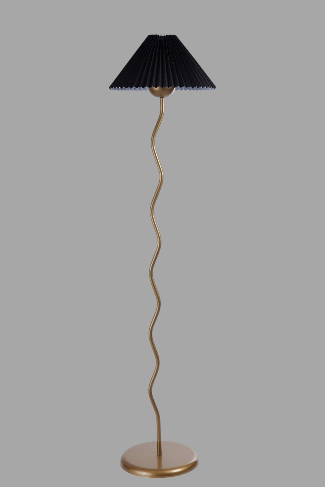 Candeeiro de Pé – 155 cm – Preto e Dourado – Metal e PVC