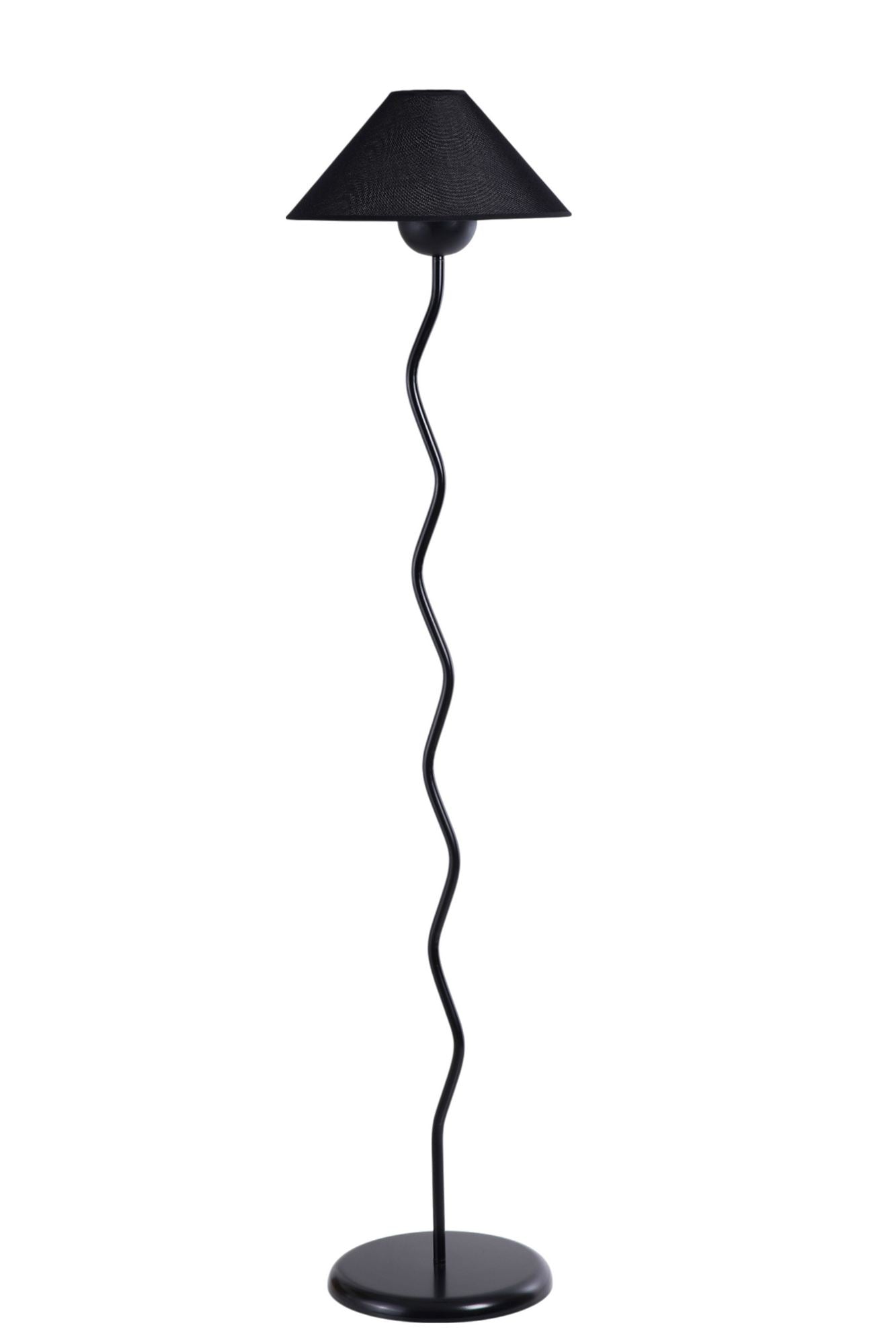 Candeeiro de Pé – 155 cm – Preto – Metal e Tecido