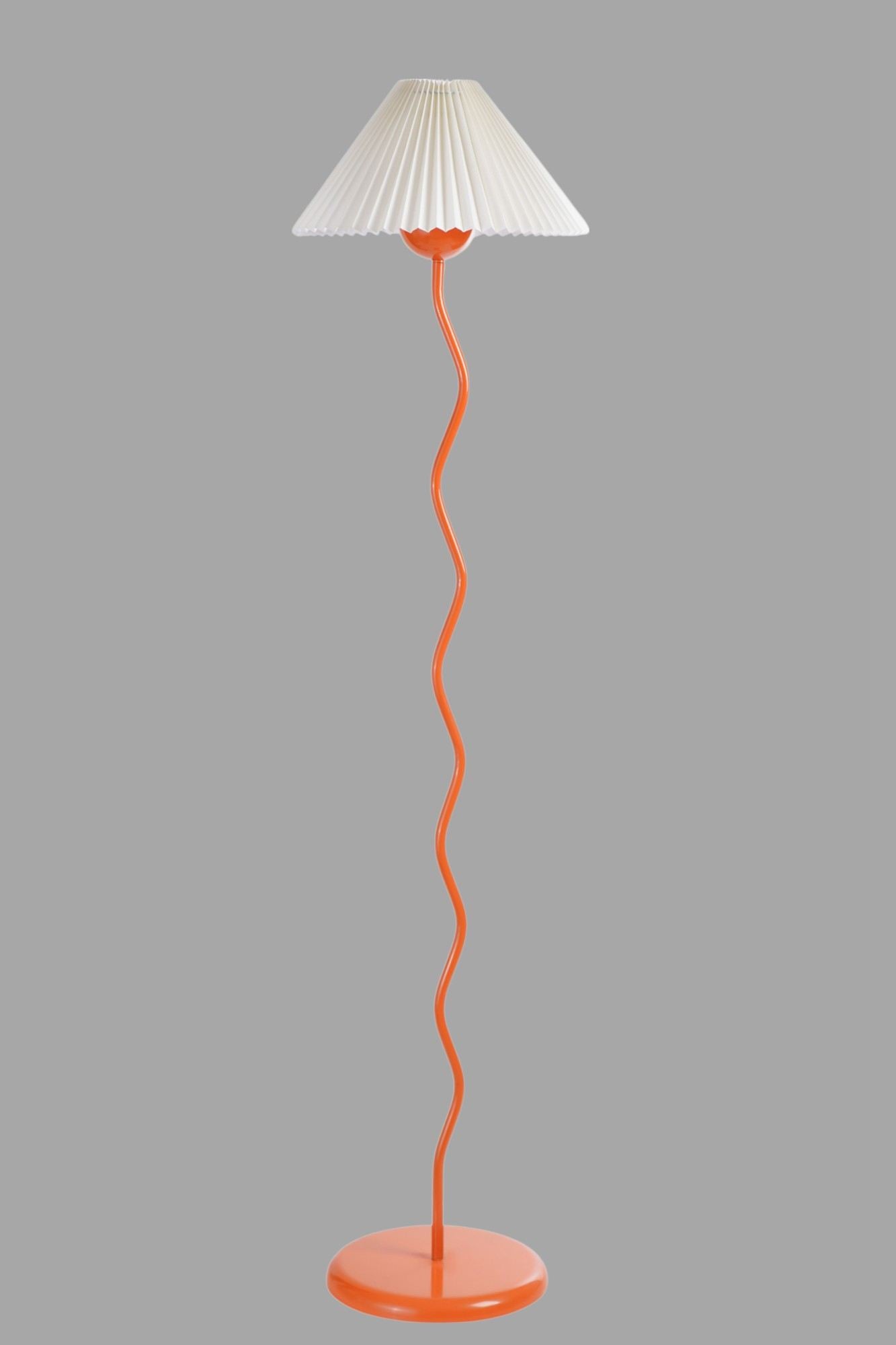 Candeeiro de Pé – 155 cm – Branco e Laranja – Metal e PVC