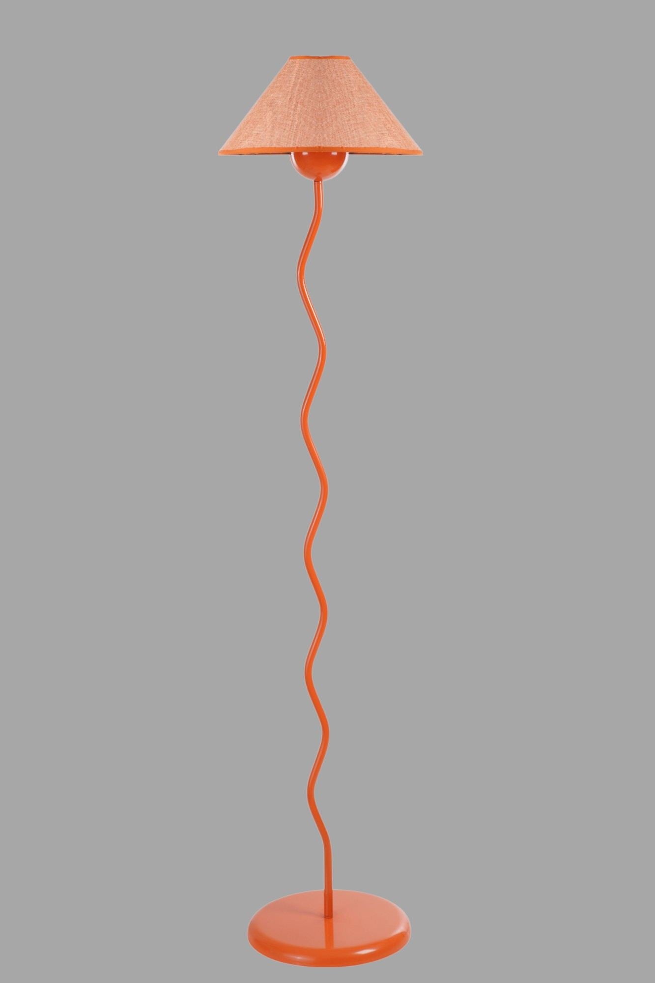 Candeeiro de Pé – 155 cm – Laranja – Metal e Tecido