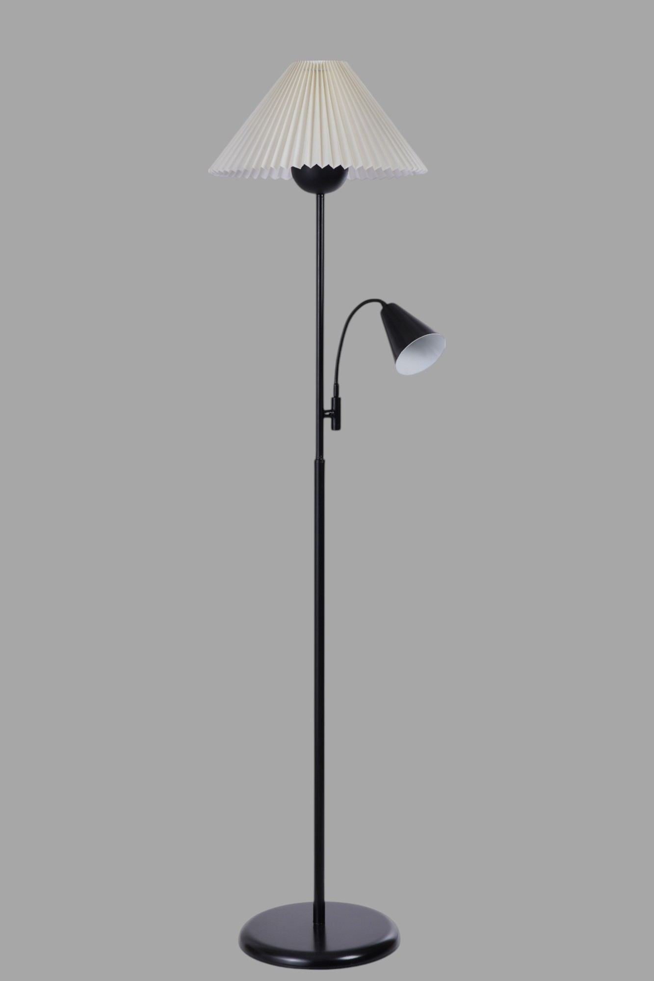 Candeeiro de Pé – 155 cm – Branco e Preto – Metálico