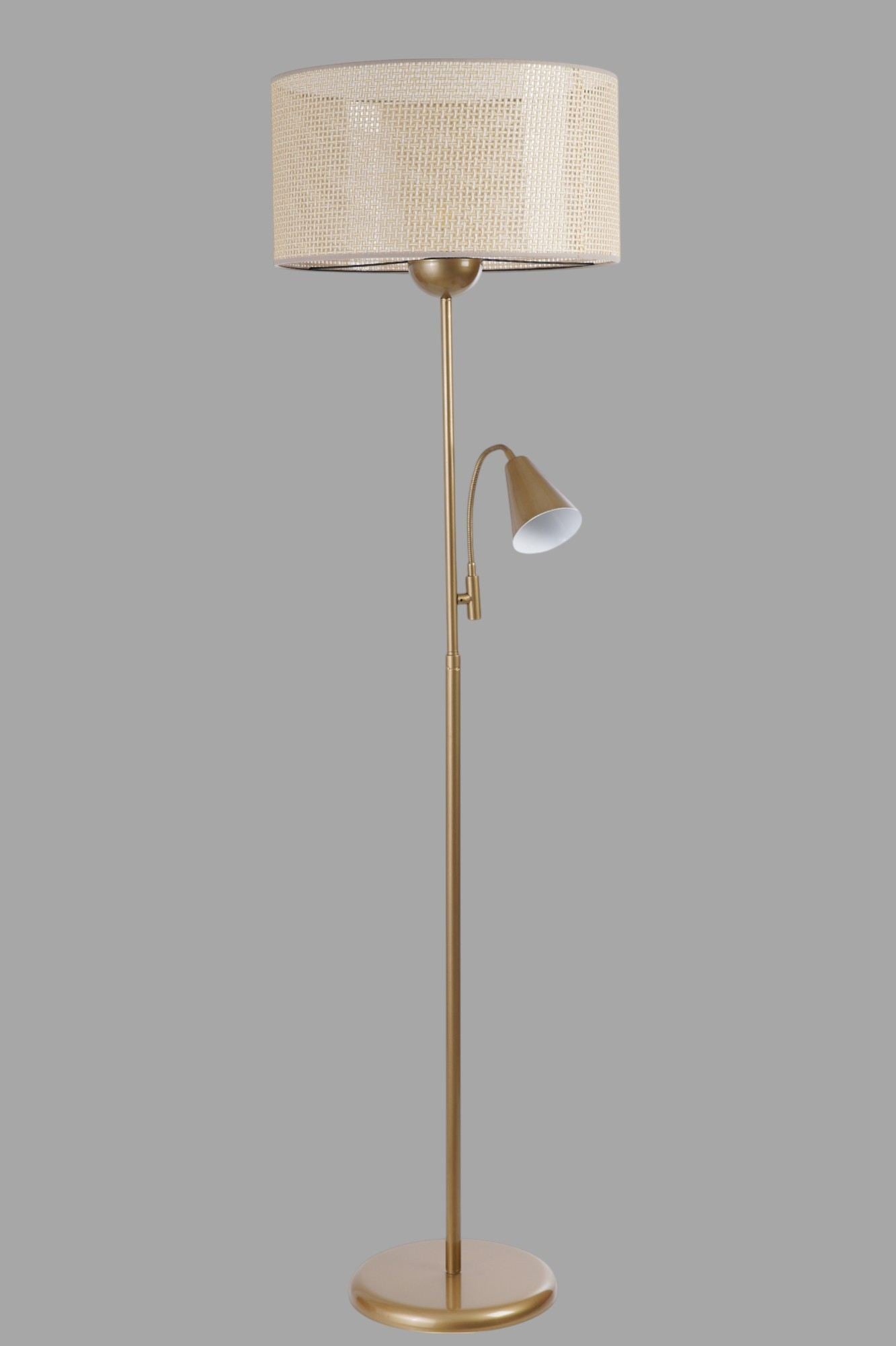 Candeeiro de Pé – 162 cm – Bege, Dourado – Metal