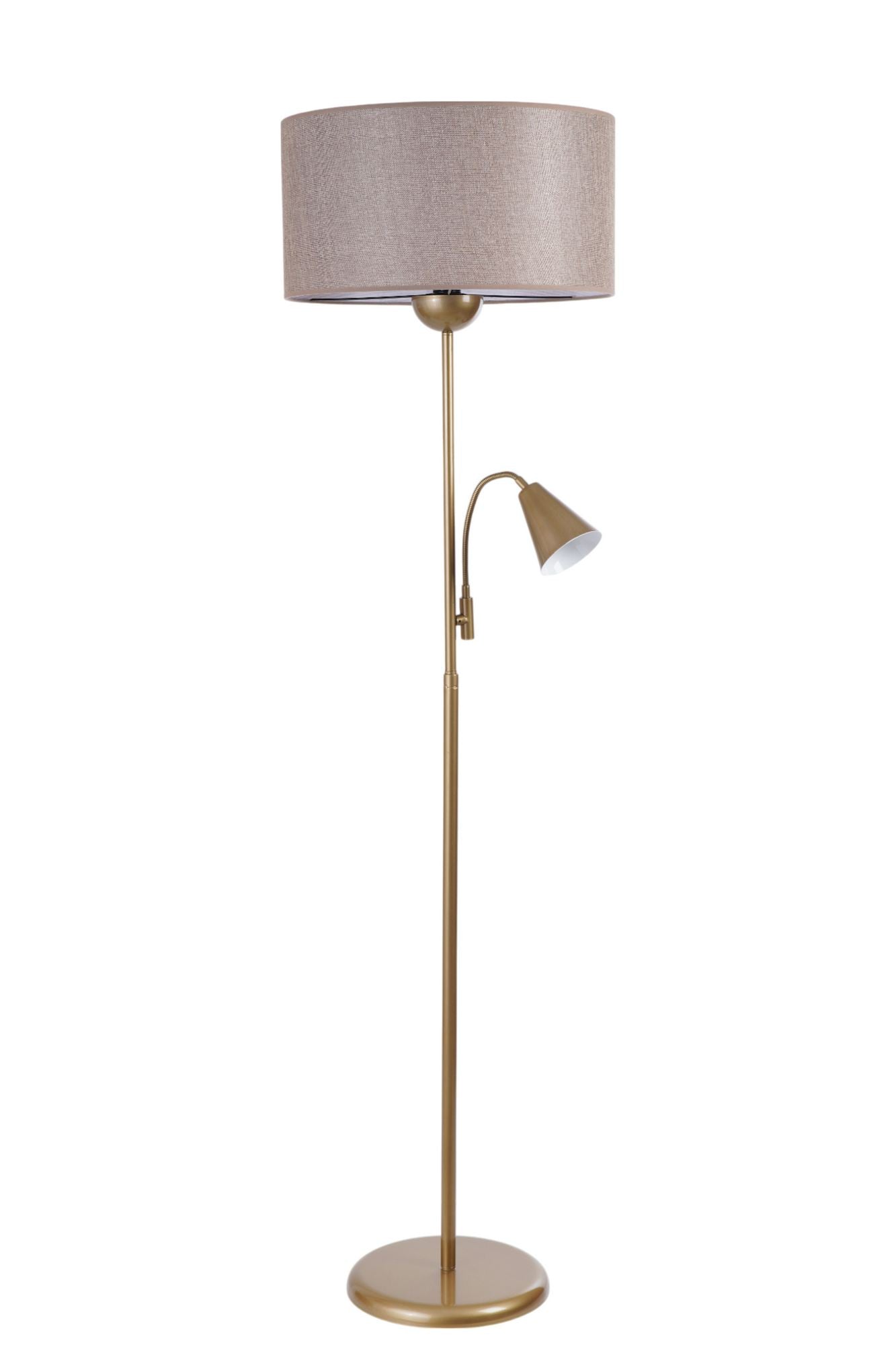 Candeeiro de Pé – 162 cm – Bege, Dourado – Metal