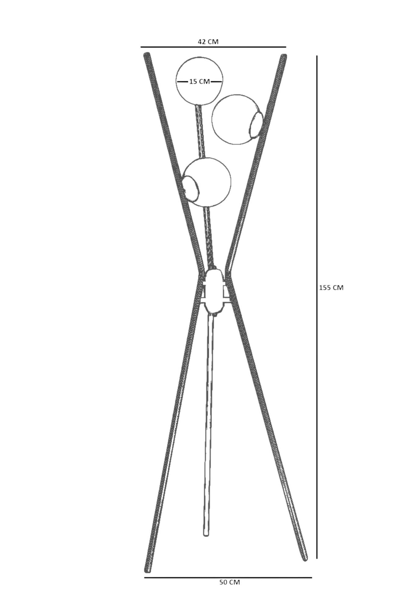 Candeeiro de Pé – 155 cm – Dourado, Preto, Mel – Metal