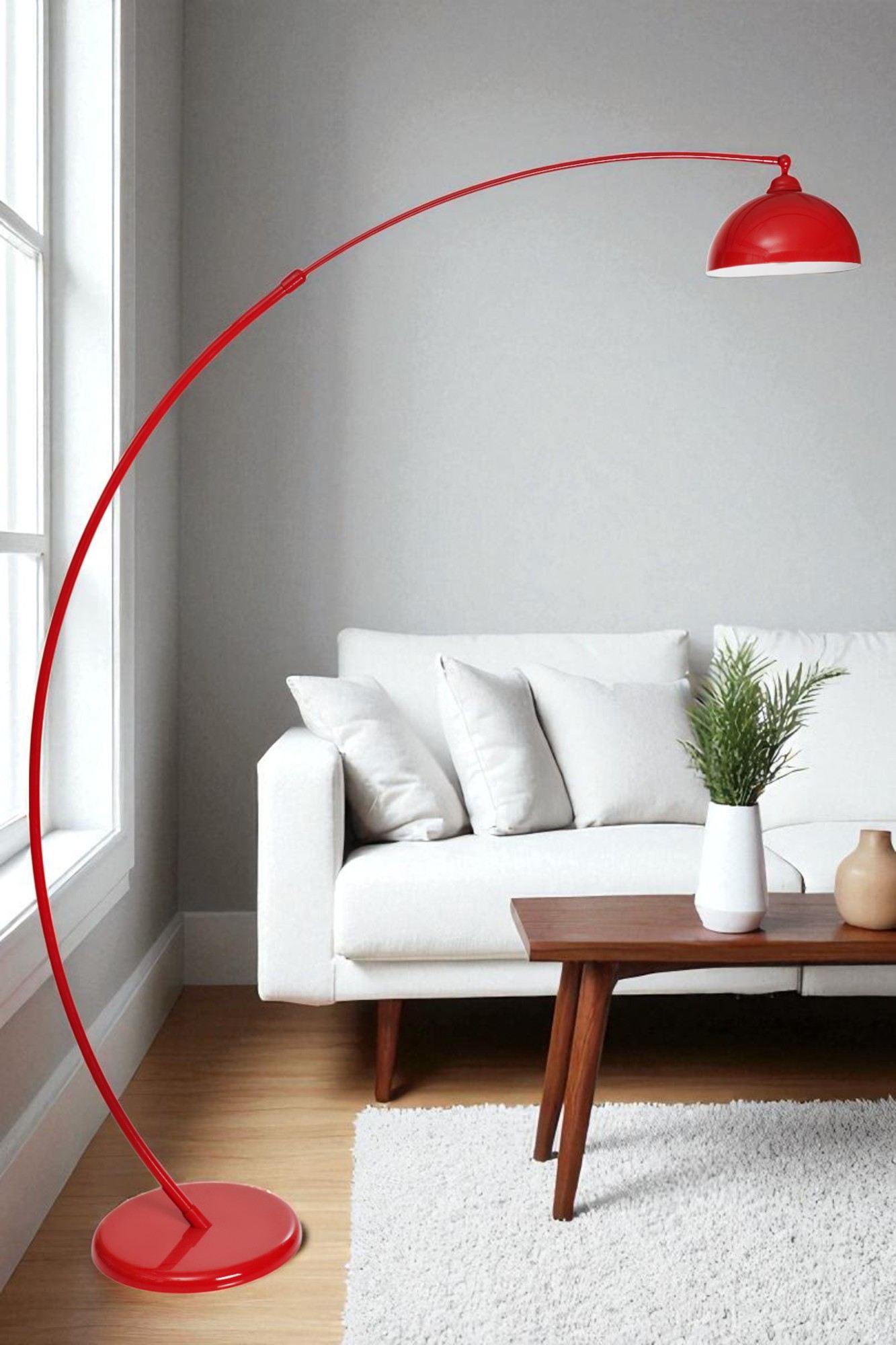 Candeeiro de Pé – Altura Ajustável 175-200 cm – Vermelha – Metal