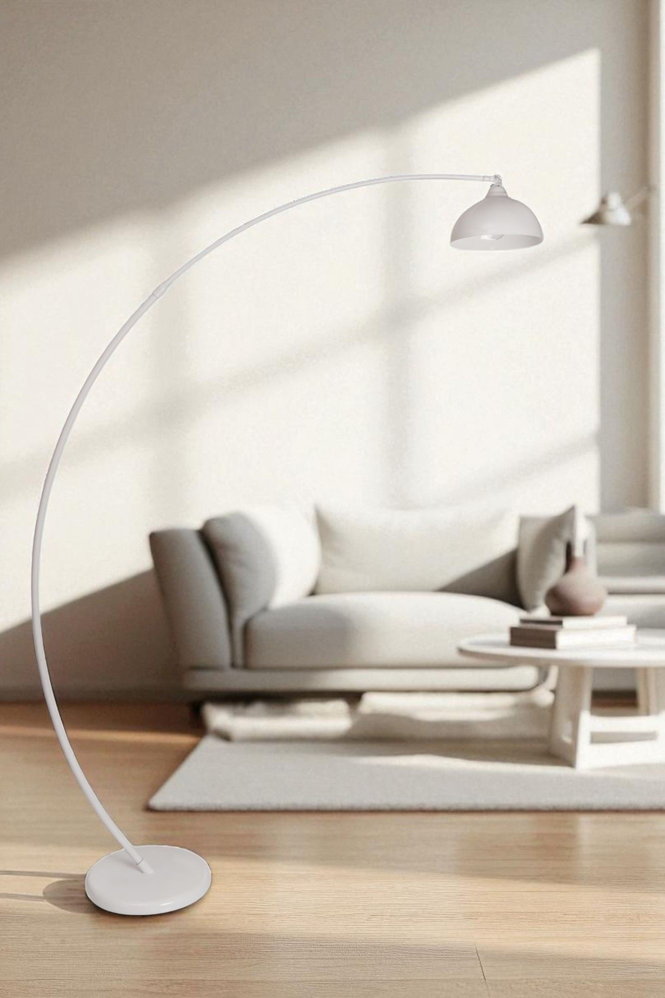 Candeeiro de Pé ajustável – altura 175-200 cm – cor branca – metal