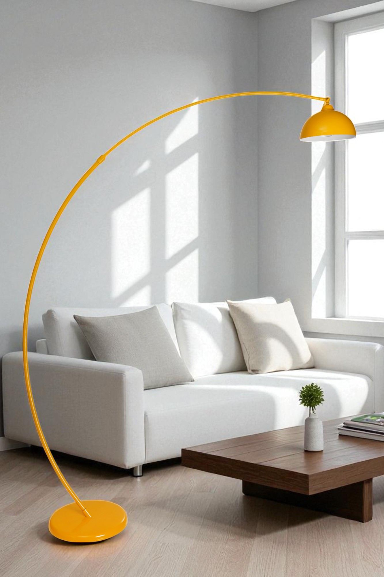 Candeeiro de Pé elegante – altura ajustável de 175 a 200 cm – cor mostarda – metal
