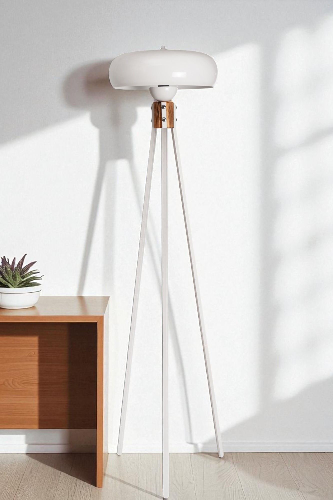 Candeeiro de Pé – 155 cm de Altura – Branco – Metal