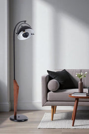 Candeeiro de Pé - 150 cm - Preto e Nogueira - Metal e Madeira