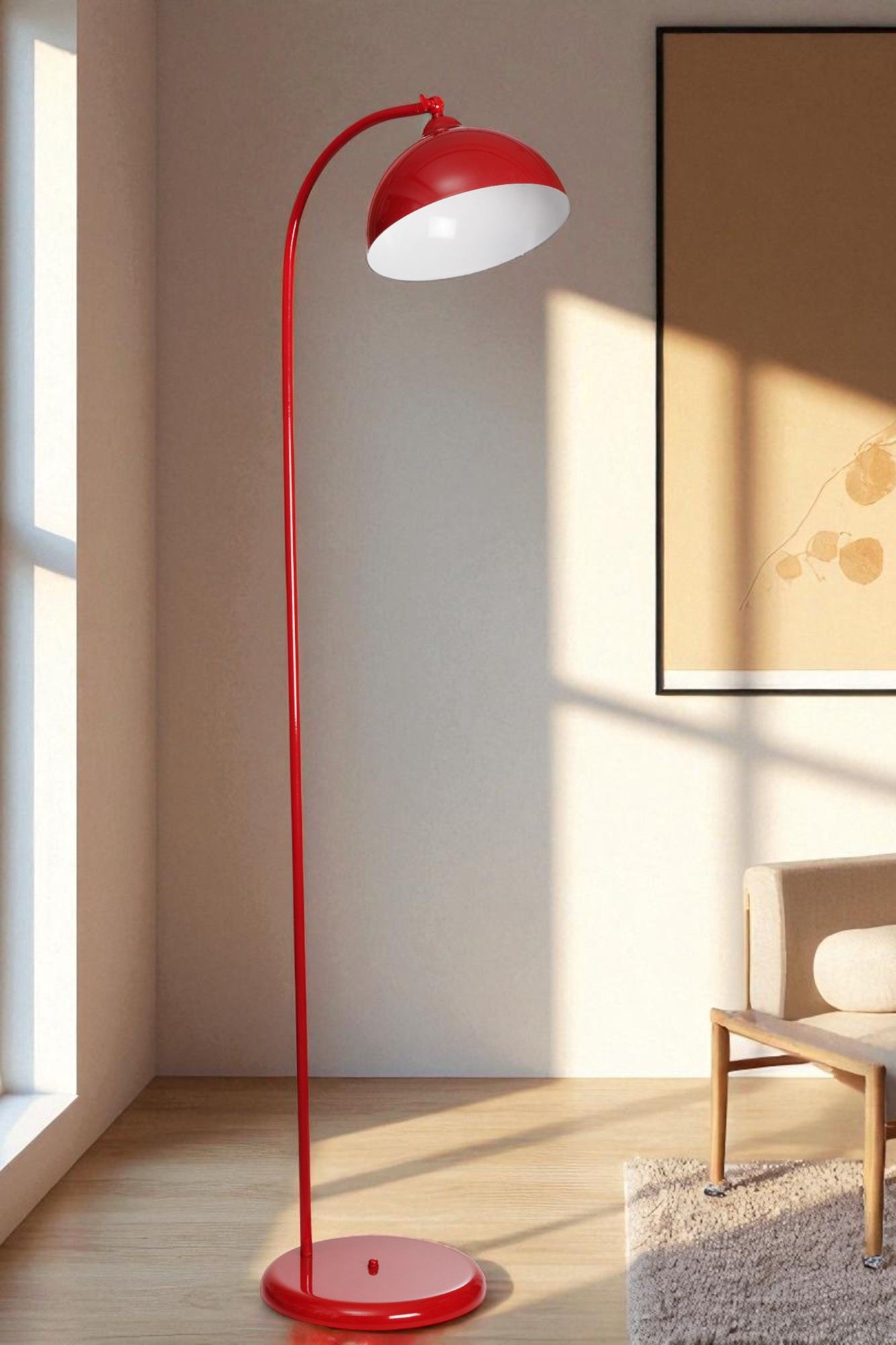 Candeeiro de Pé – 154 cm de Altura – Vermelho – Metal