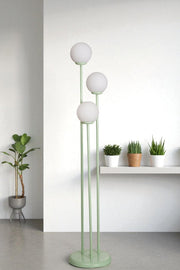 Candeeiro de Pé – 150 cm altura – Branco e Menta – Metal e Vidro