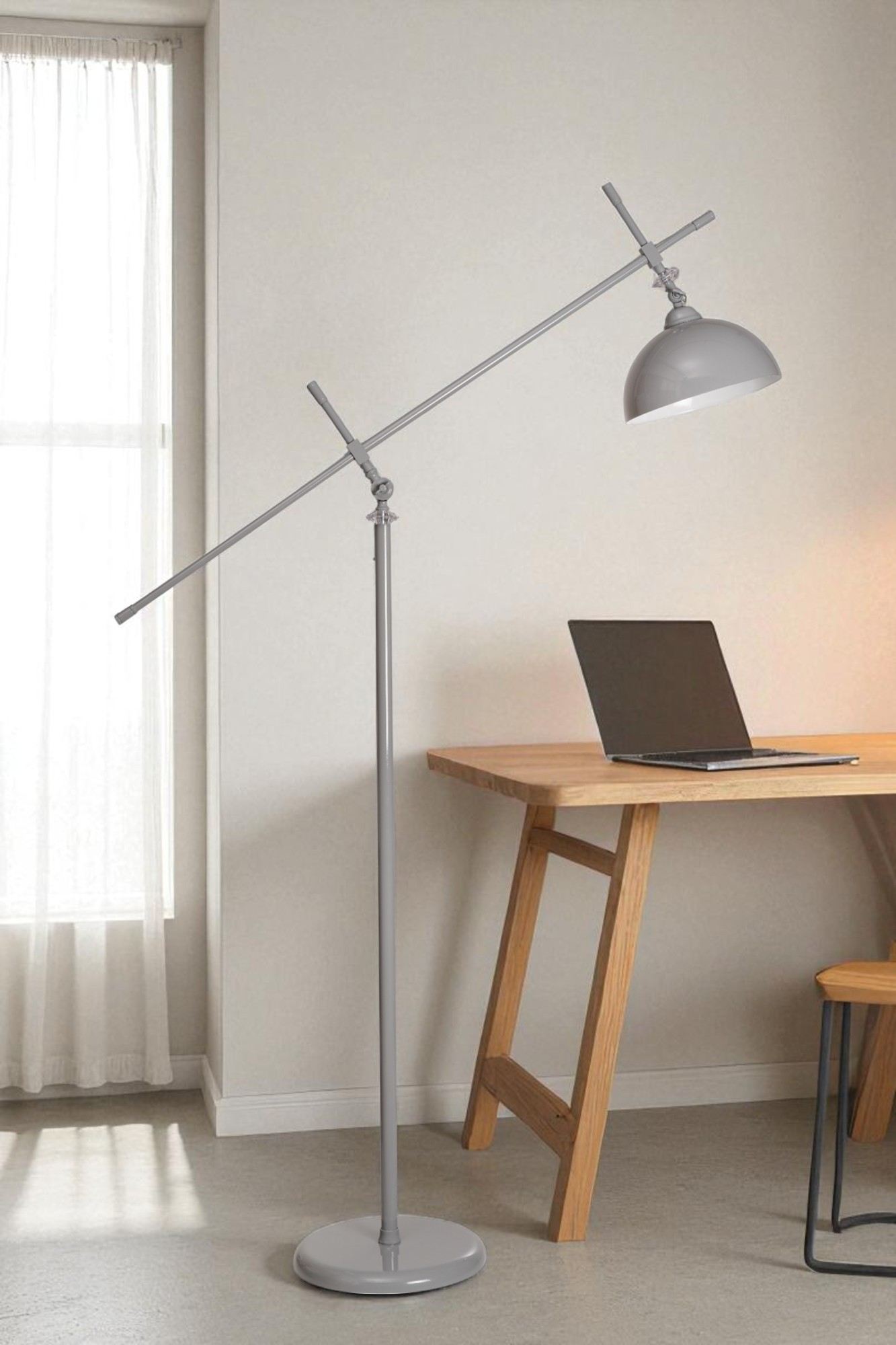 Candeeiro de Pé – 170 cm – Cinza – Metal