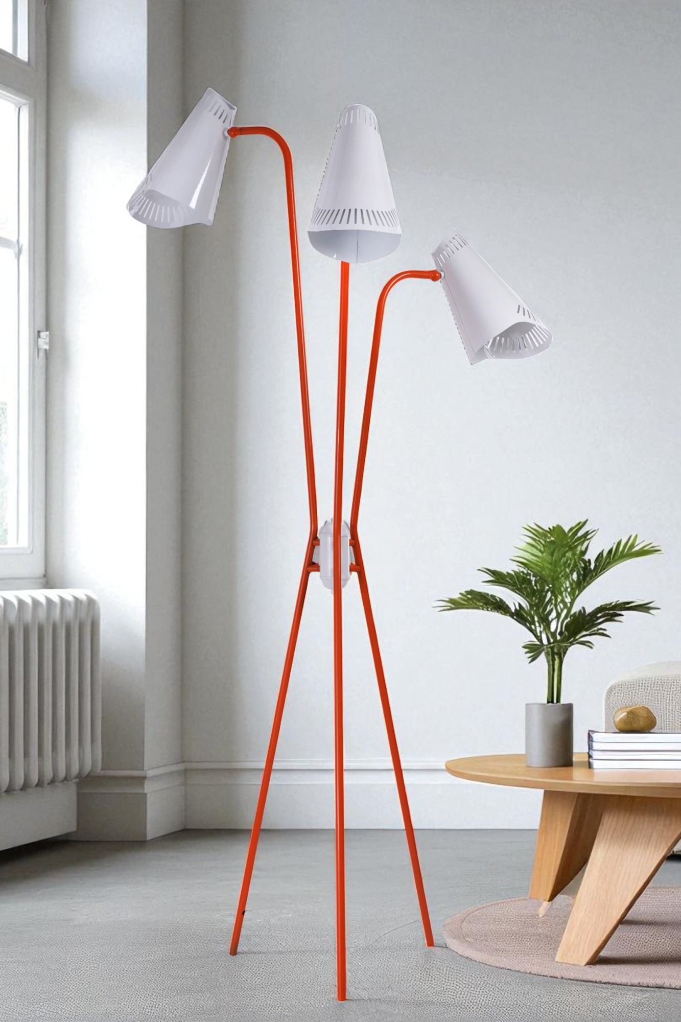 Candeeiro de Pé de Metal – 180 cm de Altura – Branca e Laranja
