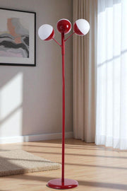 Candeeiro de Pé – 163 cm de Altura – Branco e Vermelho – Metal e Vidro
