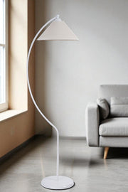 Candeeiro de Pé – 150 cm de altura – Creme e branco – Metal e tecido