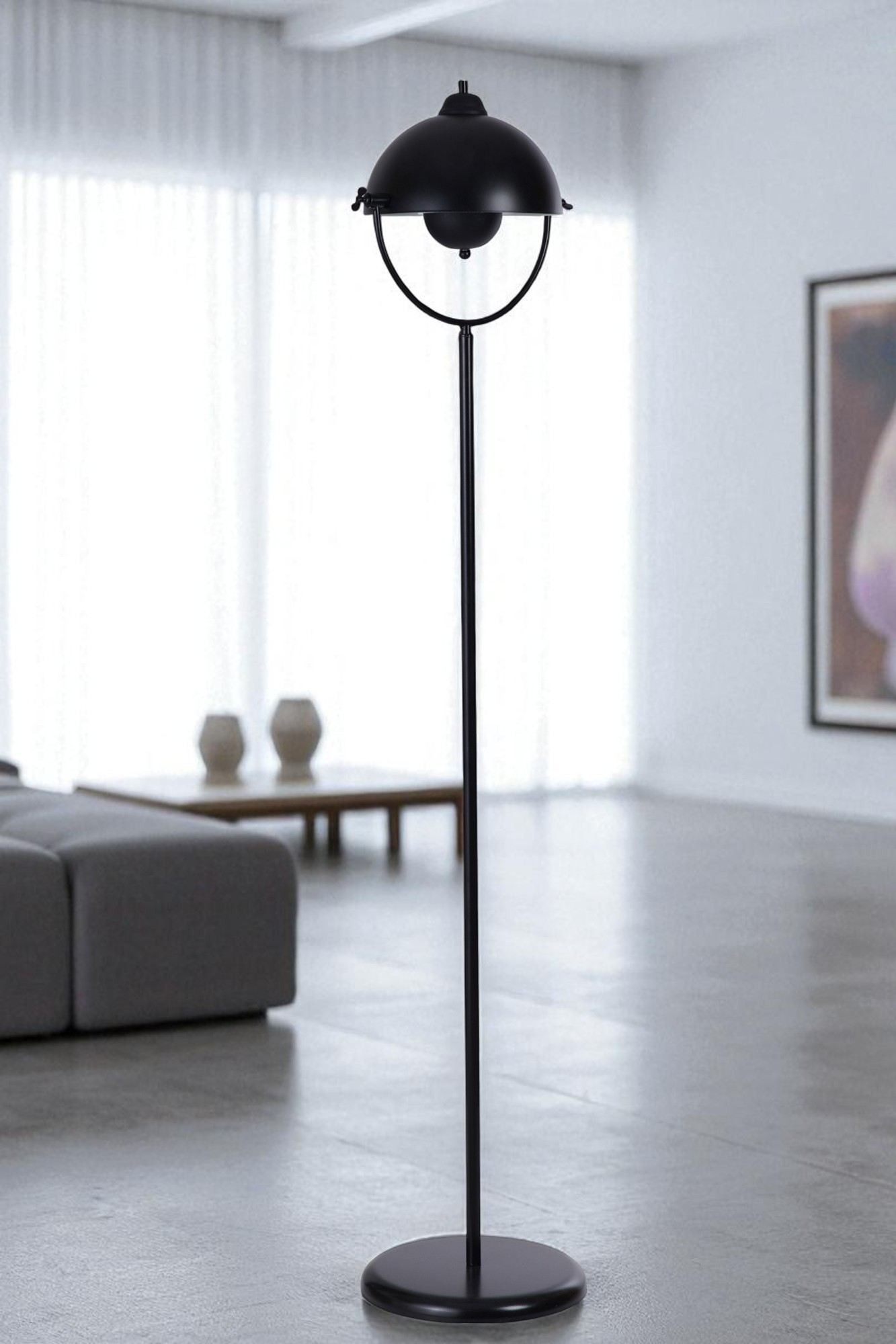 Candeeiro de Pé – 165 cm – Preto – Metal