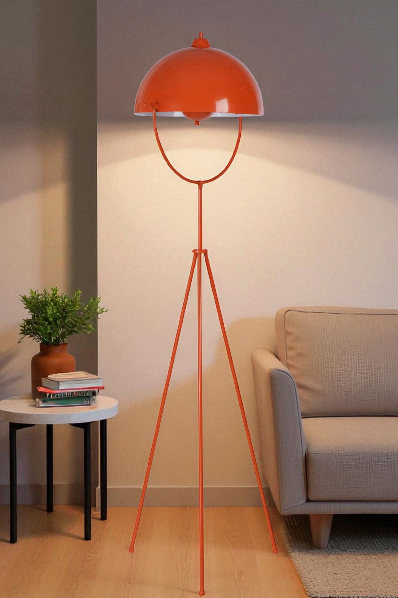 Candeeiro de Pé – 172 cm de Altura – Laranja – Metal