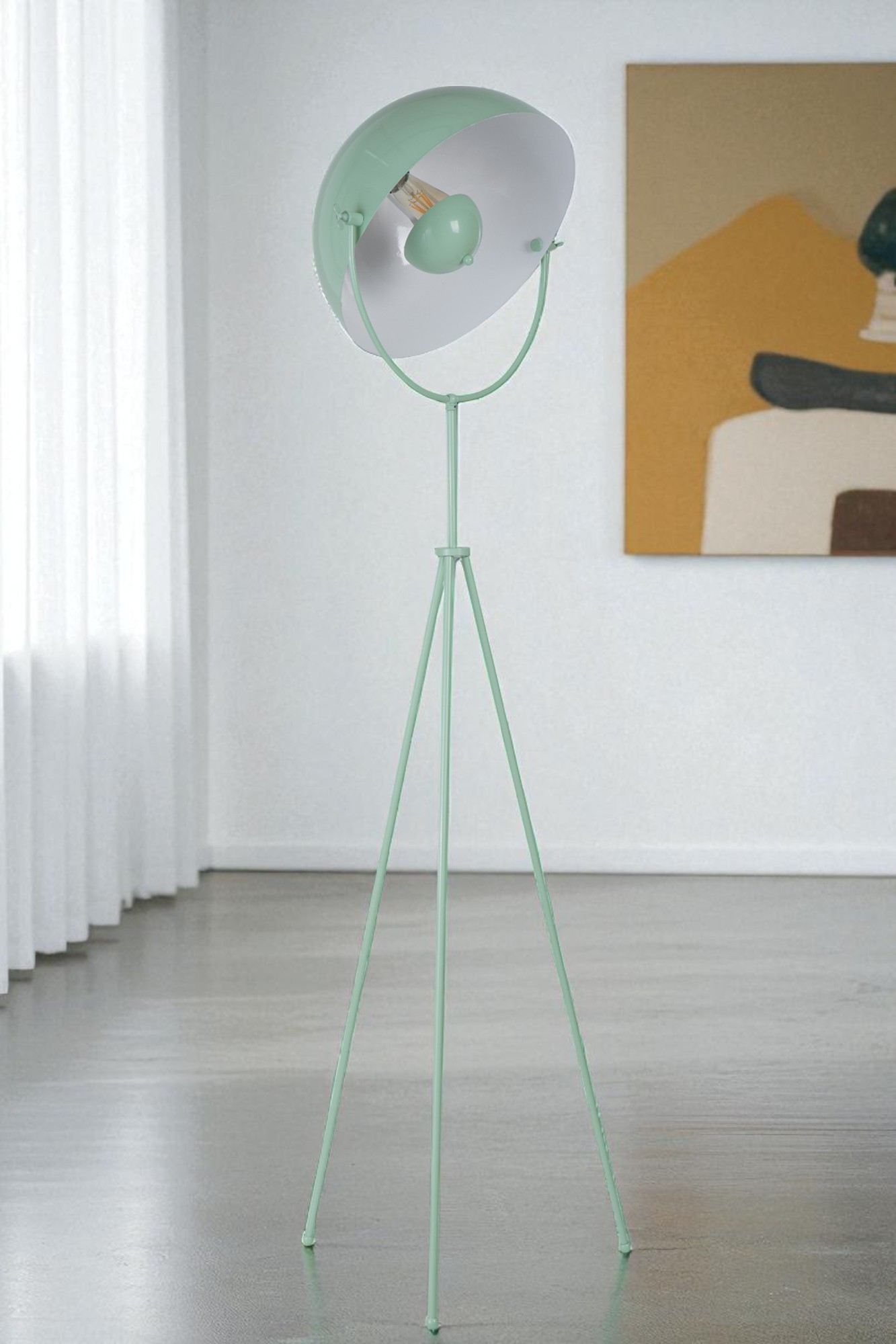 Candeeiro de Pé Elegante – 172 cm de Altura – Cor Menta – Metal