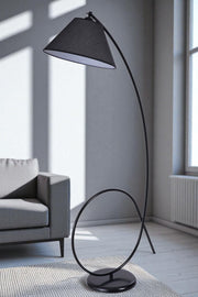 Candeeiro de Pé – Ø40 cm – Preto – Metal e Tecido